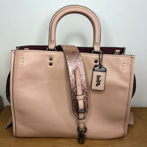 Coach 1941 Rogue 30 Nude Pink with Glitter Novelty Strap - Picture 11 of 12